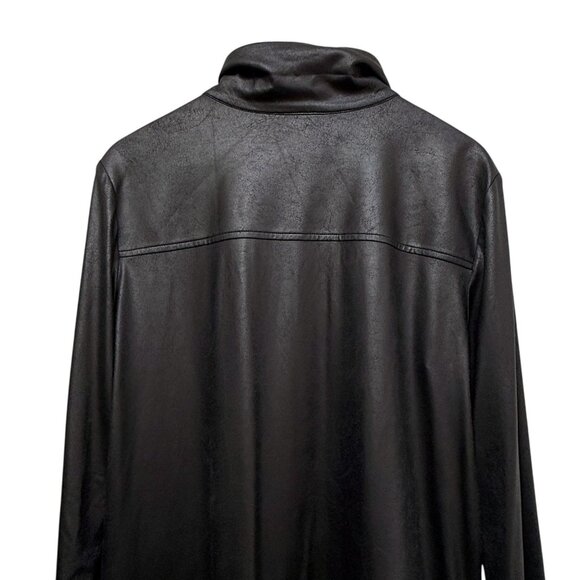 Elliott Lauren Womens Jacket Size XL Black Zip Front Stretch Light Faux Leather - Picture 7 of 14